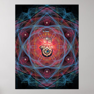 Póster Hamsa-Chai com bênção home