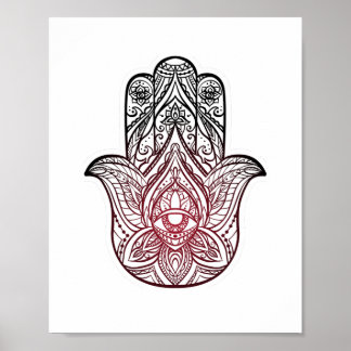 Poster Hamsa com padrão boho