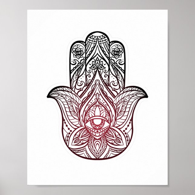 Poster Hamsa com padrão boho (Frente)