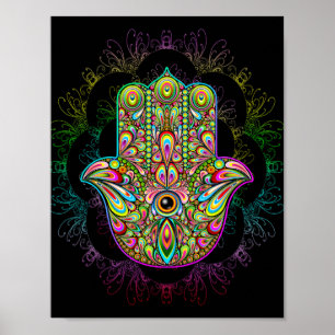 Poster Hamsa Mão Arte Psicedélica