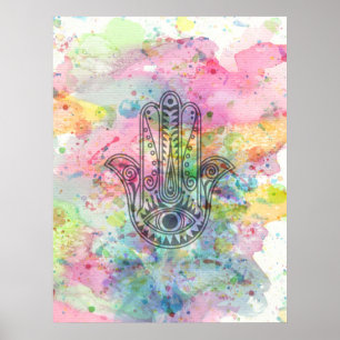Póster HAMSA Mão do símbolo da fatima