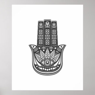 Póster Hamsa meditação espiritual geométrica mau oftalmol