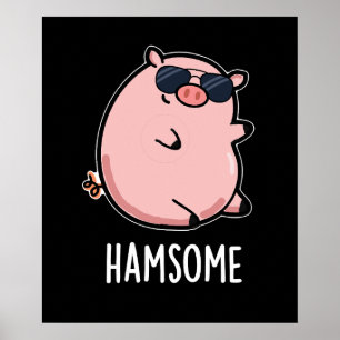 Poster Hamsome Funny Pig Dark BG