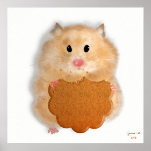 Póster Hamster bonito com Ilustração de Arte de Biscoit