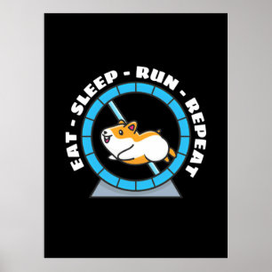 Poster Hamster Coma Sono Corre Repetir