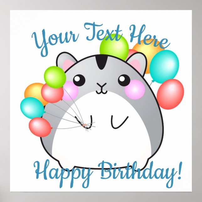 Poster Hamster de Kawaii, Cinza bonita (Frente)