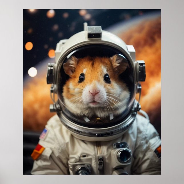 Poster Hamster do Astronauta Espacial Exterior (Frente)