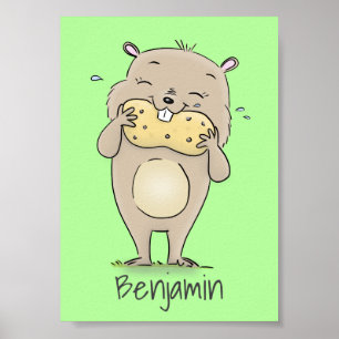 Poster Hamster sorridente bonito com desenho animado de a