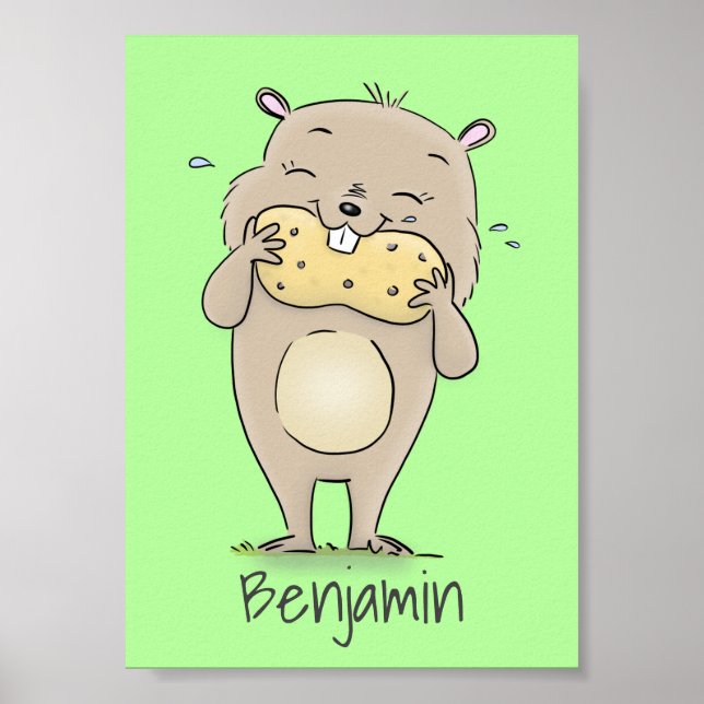 Poster Hamster sorridente e bonito com desenho animado de (Frente)