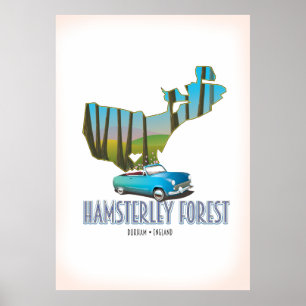 Poster Hamsterley Forest Durham England map