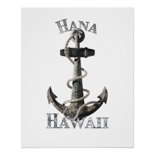 Póster Hana Hawaii Vacina Ancora Náutica Velejando