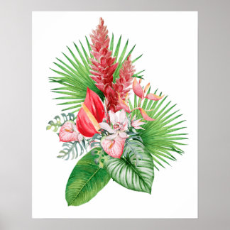 Poster Hana hou! (Branco) Esquema de Flor Havaiano