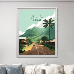 Poster Hanalei Kauai Hawaii Bay monta verde