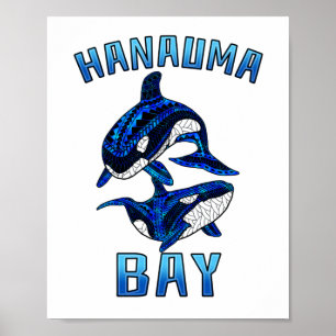 Poster Hanauma Bay Hawaii Vacinação Tribal Baleia Orcas