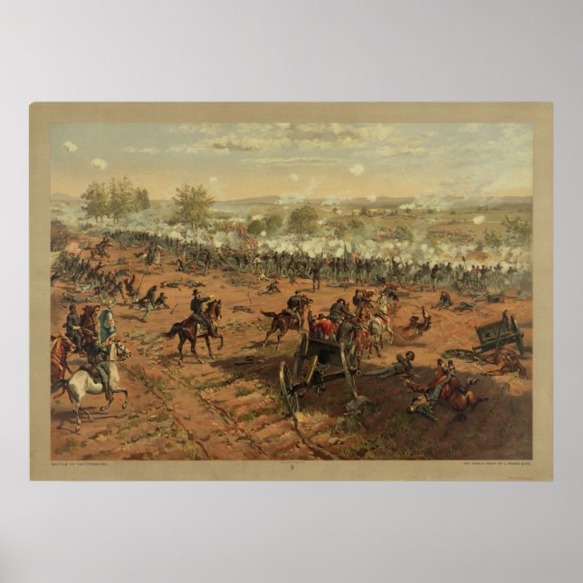 Póster Hancock em Gettysburg por Thure de Thulstrup (Frente)