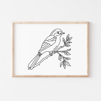 Poster Hand-Drawn Bird Illustration Art
