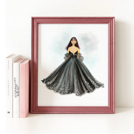 Poster Hand-Drawn Fashion Sketch ,Luxury Art Print