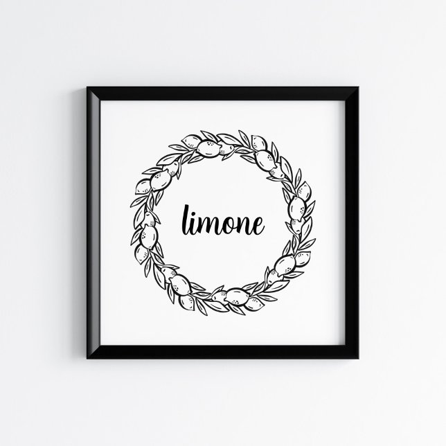 Poster Hand-Drawn Mediterranean Lemon Wreath Art (Criador carregado)