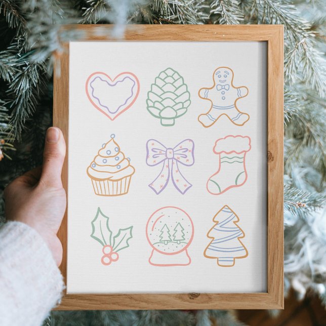 Poster Hand Drawn Pastel Christmas Girly Coquette Pink (Criador carregado)