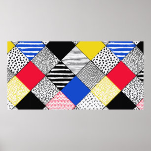 Poster Hand Drawn Patchwork Background. Childish textured