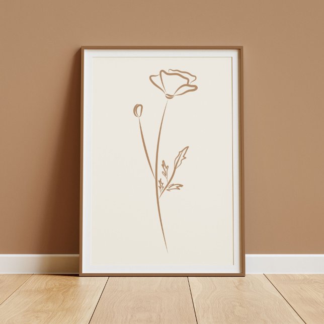 Poster Hand Drawn Poppy Wall Art Flower Print Minimalist (Criador carregado)