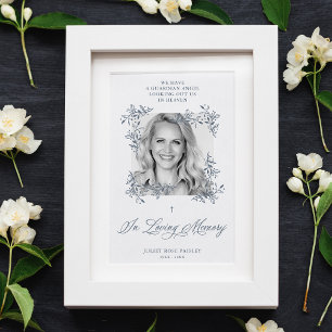 Poster Hand Lettered Chic Flourish Grey Photo Memorial
