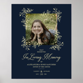 Poster Hand Lettered Chic Flourish Navy Wedding Memoral P