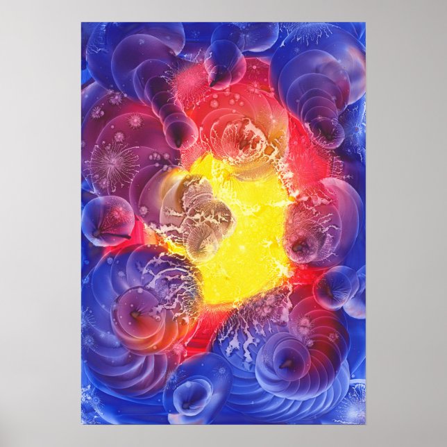 Poster Hand Painted Abstract Cosmic Light Artwork (Frente)
