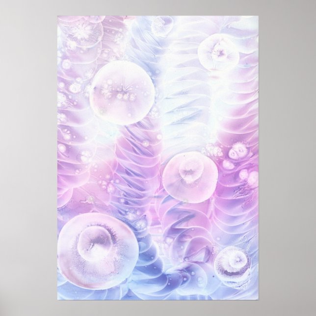 Poster Hand Painted Abstract Light Pastel Gouache Art (Frente)