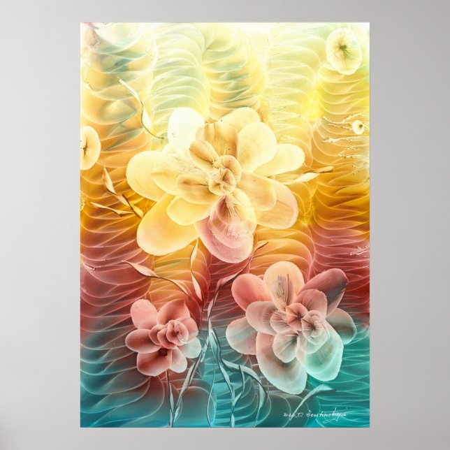 Poster Hand Painted Floral Fantasy Art (Frente)