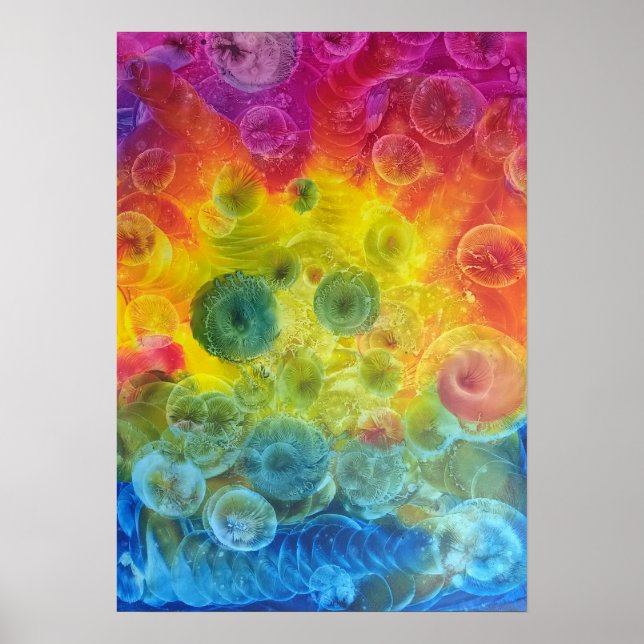 Poster Hand Painted Rainbow Abstract Art Gouache (Frente)