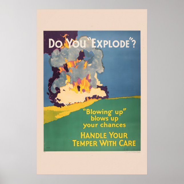 Poster Handle Your Temper With Care - 1920s Work (Frente)