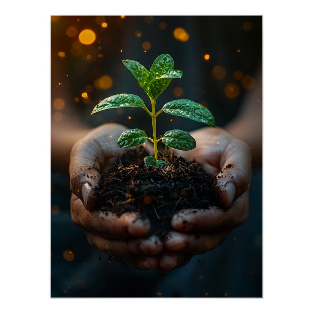 Póster Hands Holding Seedling Growth Hope Art (Frente)
