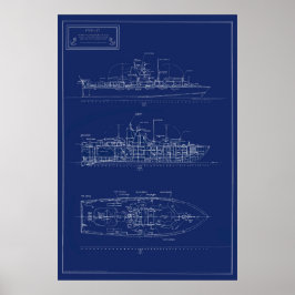 Poster Handsome Blueprint of PT Boat PTF-17