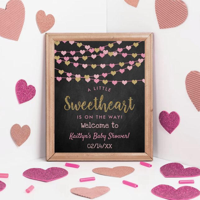 Poster Hang Love Hearts Sweetheart Chá de fraldas Welcome (Criador carregado)