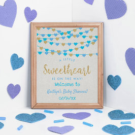 Poster Hang Love Hearts Sweetheart Chá de fraldas Welcome