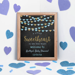 Poster Hang Love Hearts Sweetheart Chá de fraldas Welcome