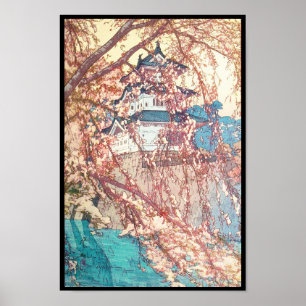Póster Hanga da canela de japão do castelo de Yoshida