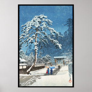 Poster Hanga da canela de Kawase Hasui do templo de