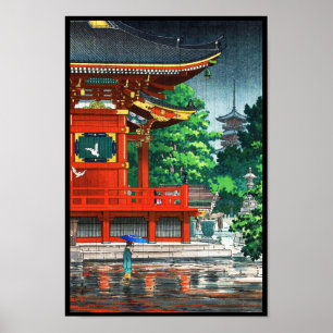Poster Hanga da canela do templo de Tsuchiya Koitsu