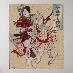 Póster Hangakujo, samurai fêmea cerca de 1885