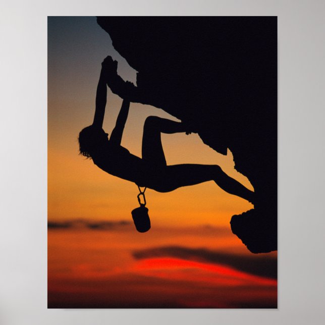 Póster Hanging Rock Climber no Sunrise (Frente)