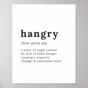 Póster Hangry - definição Miks irritado/com fome, arte 