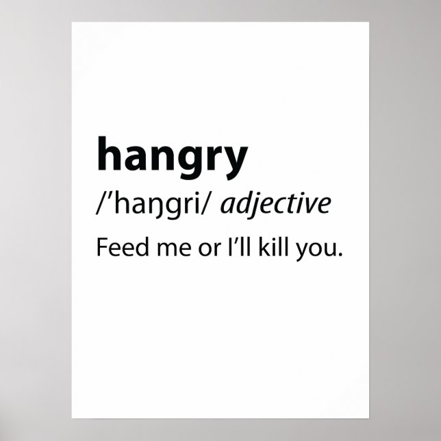 Poster Hangry Funny Dictionary Definition (Frente)