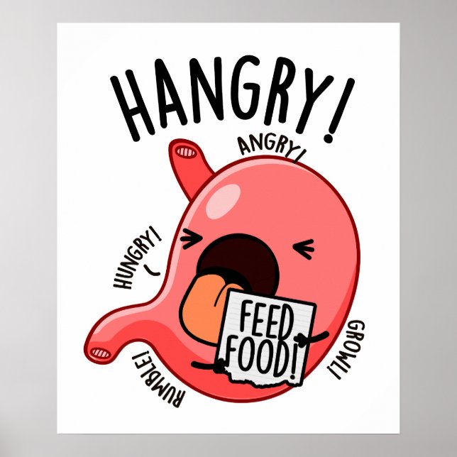 Poster Hangry Funny Stomach Pun (Frente)