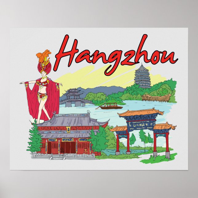 Poster Hangzhou, Viagem da China (Frente)