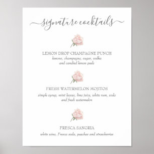 Poster Hannah Pink Signature Cocktails Sinal de Casamento