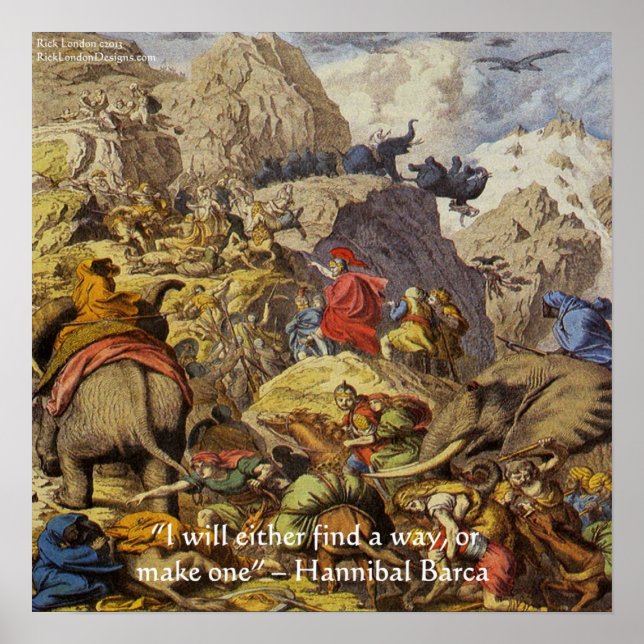 Poster Hannibal Barca nos Alpes C/Citação de Sabedoria Po (Frente)