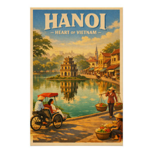 Póster Hanói, Vietnã, em uma clássica viagem retrô