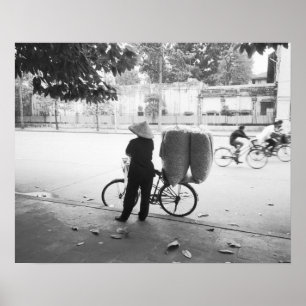 Póster Hanoi Vietnã, Mulher de Entrega de Bicicleta (NR)